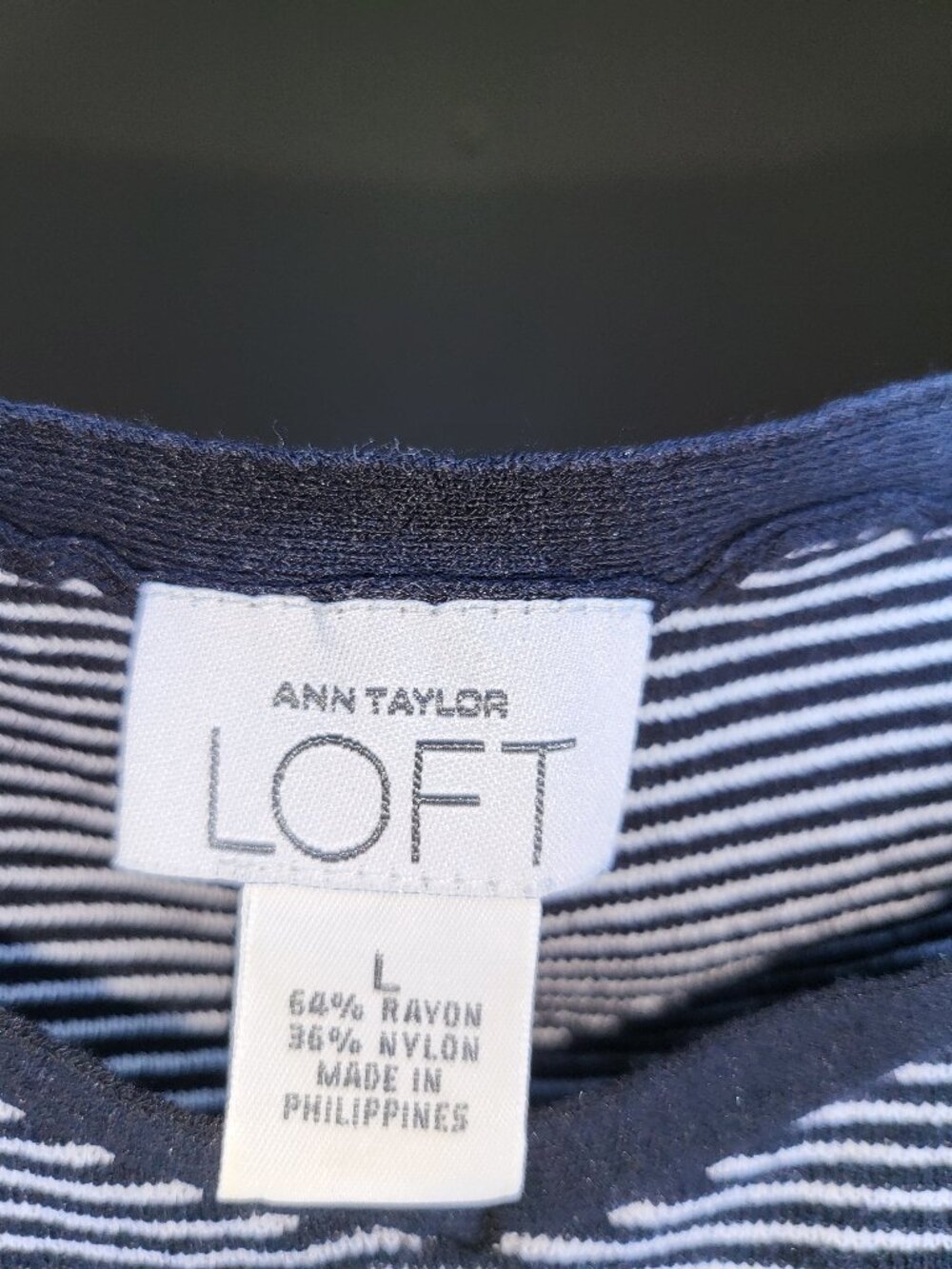 Ann Taylor LOFT Black & White Striped Sweater Tank Top Knit Womens Large - Picture 5 of 5